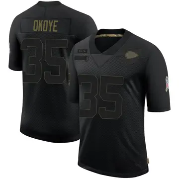 Limited Men's Christian Okoye Black Jersey - #35 Football Kansas City Chiefs  Rush Vapor Untouchable Size 40/M